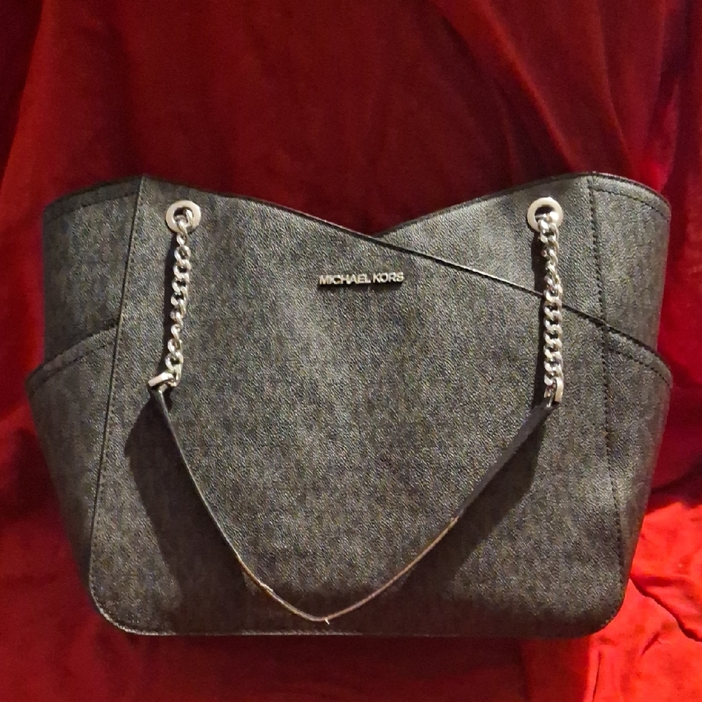 Michael Kors Gray Tote with Silver Chain